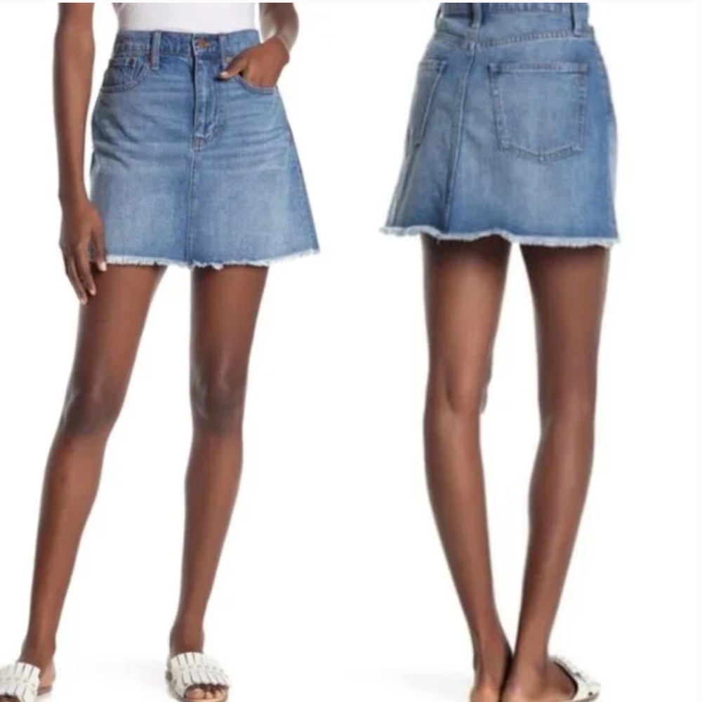 Madewell McCarren Raw Hem Denim Mini Skirt, size 28